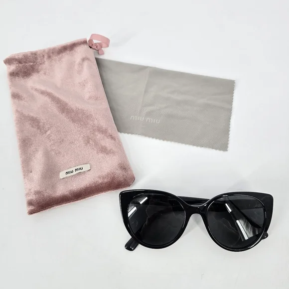 Miu Miu Sunglasses SMU 04X 1AB-5SO Black Cat Eye with Dustbag Case